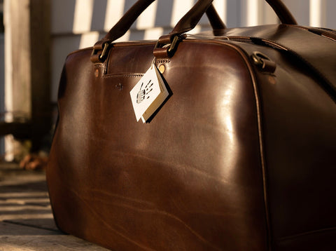 Brown Leather Weekender Bag, JANEIRO
