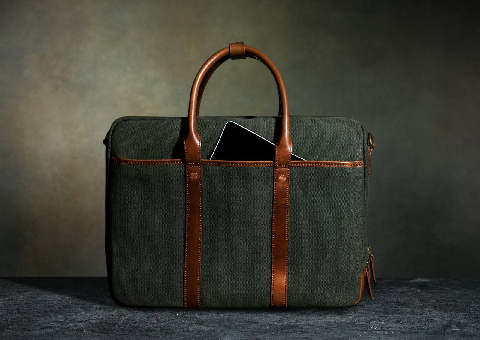 Heritage Waxed Canvas newest Laptop Bag Embroidered With an 'Aurora Borealis' design - available in Black or Olive Green