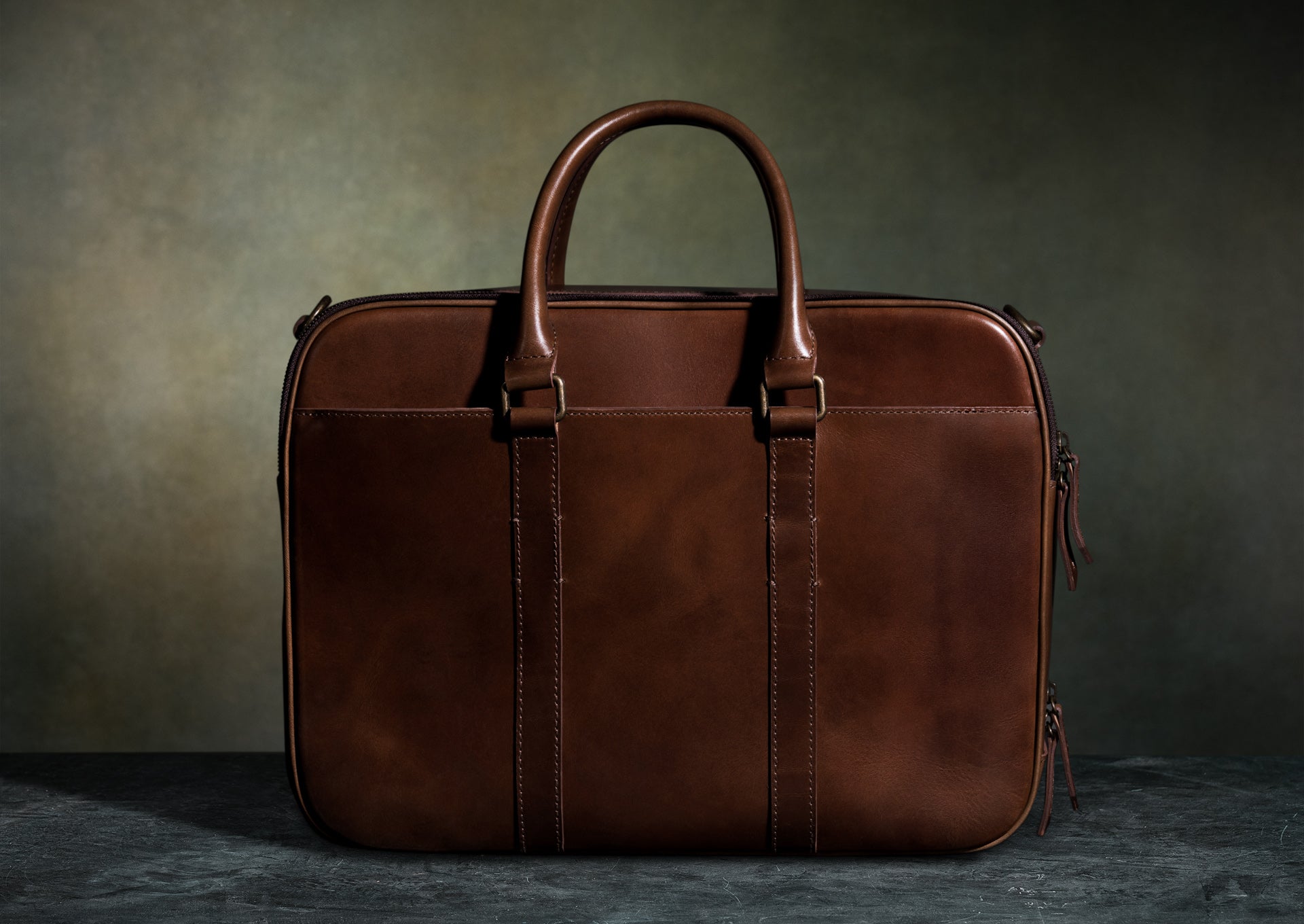 Made In Italy Leather Triple Entry Satchel, The Leather Shop