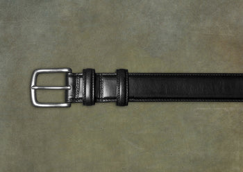 Men's Black Leather Dress Belt