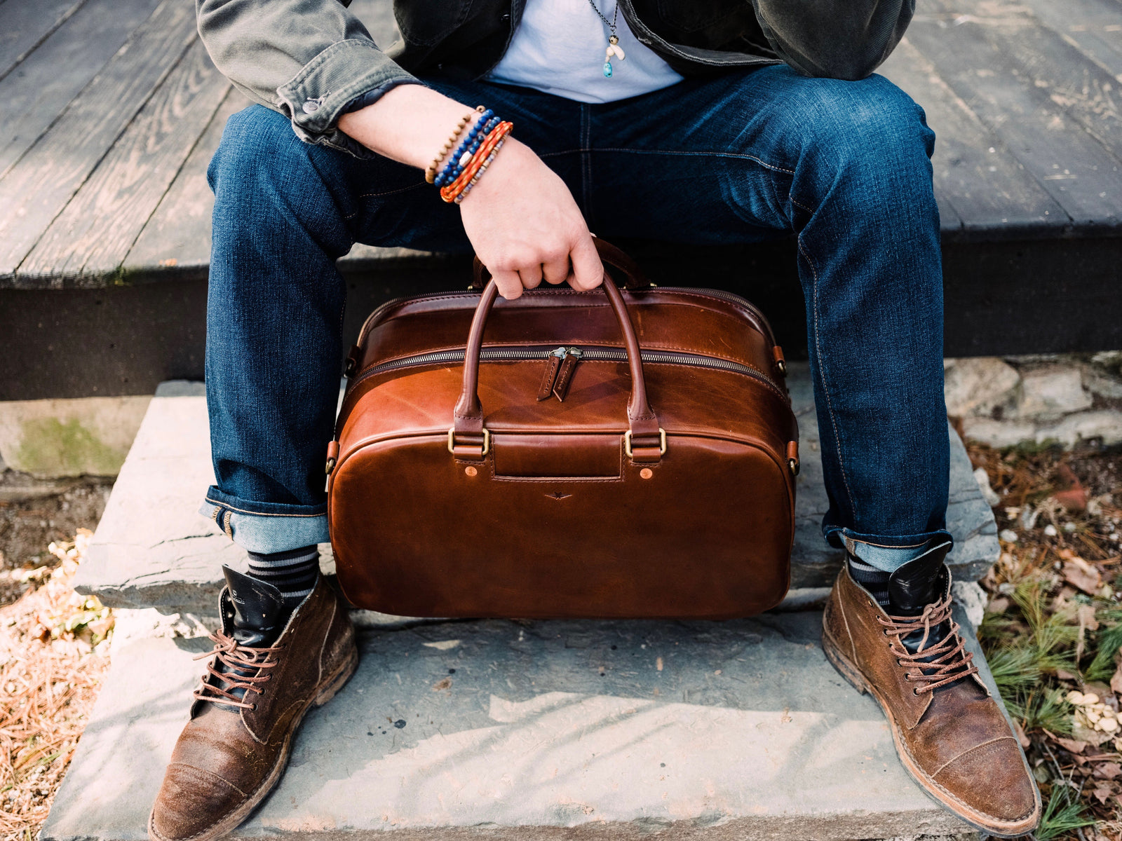 Brown Leather Weekender Bag - Men's Duffle Bag from Satchel & Page