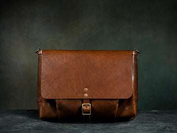 Handmade Men Leather Briefcase, Vegetable Tanned Leather Shoulder Bag  Laptop Bag Messenger Bag