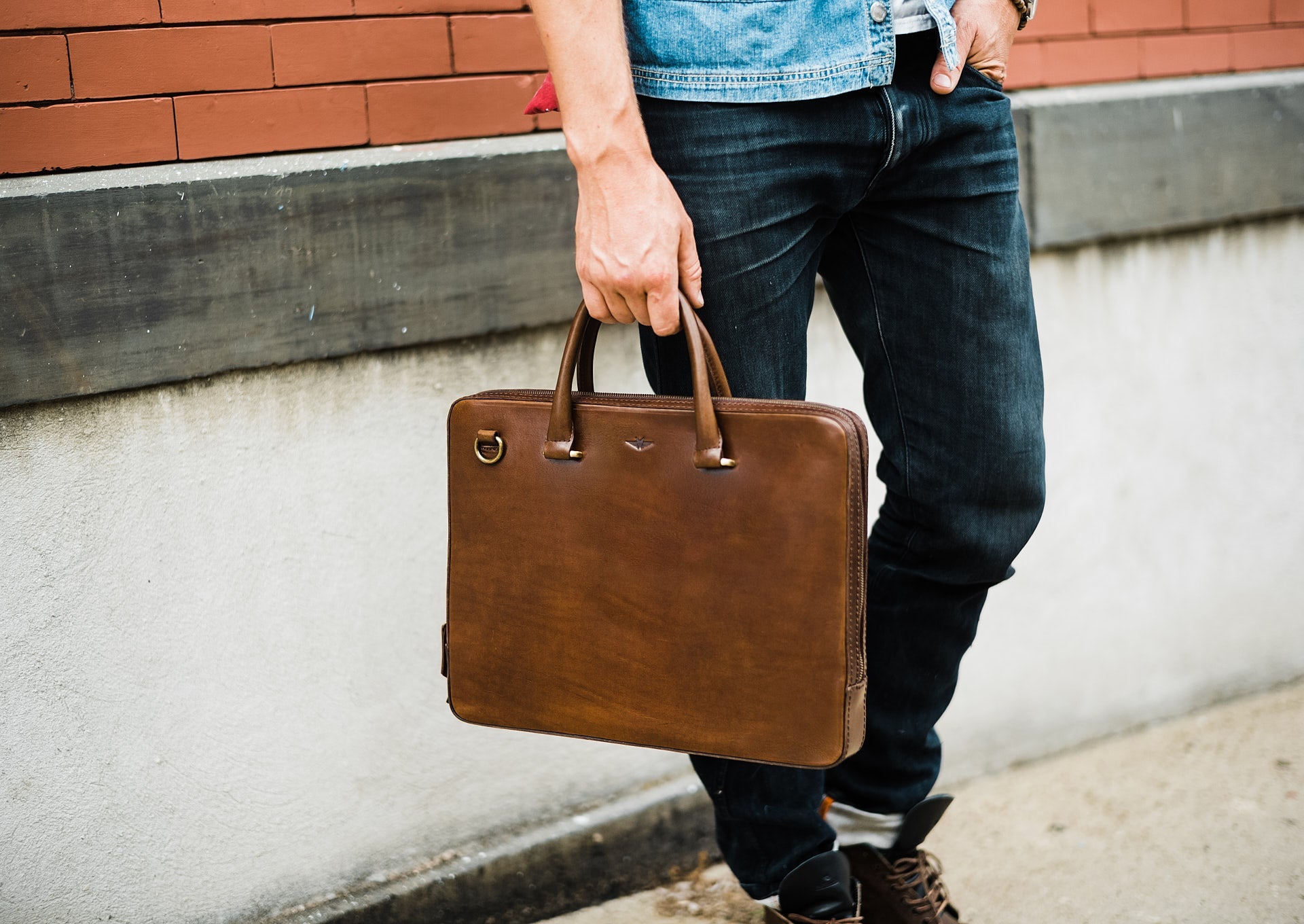 Brown Leather Classic Briefcase - Satchel & Page Men's Briefcase