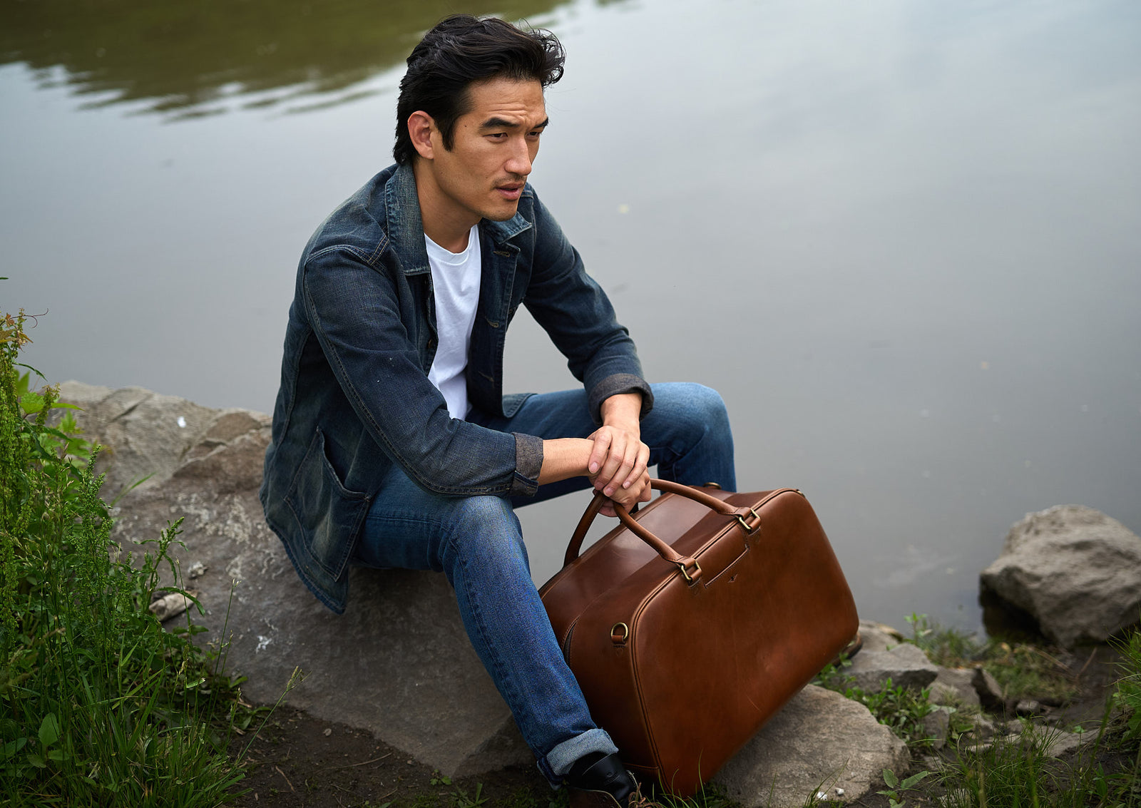 Leather Duffle Bag - Men's Brown Weekender Bag from Satchel & Page