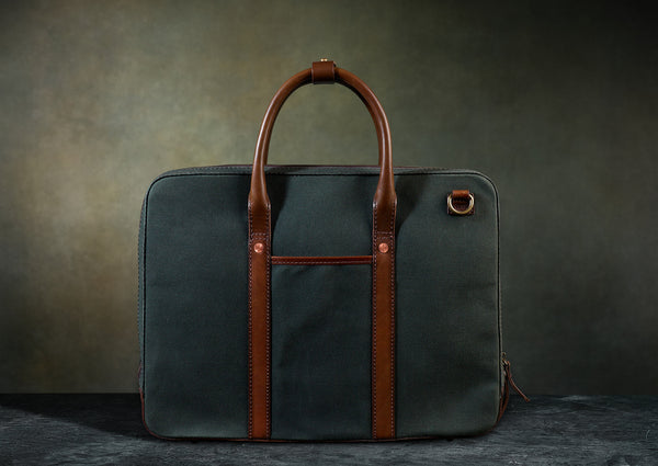 Waxed Canvas Briefcase - Satchel & Page Men's Briefcase