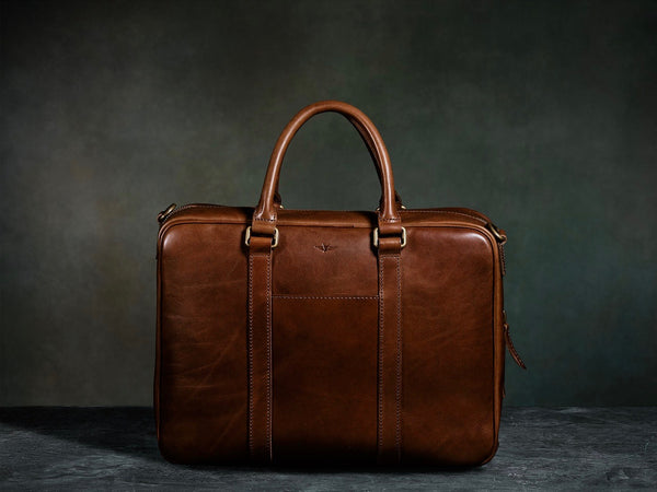 Black Leather Classic Briefcase - Satchel & Page Men's Briefcase