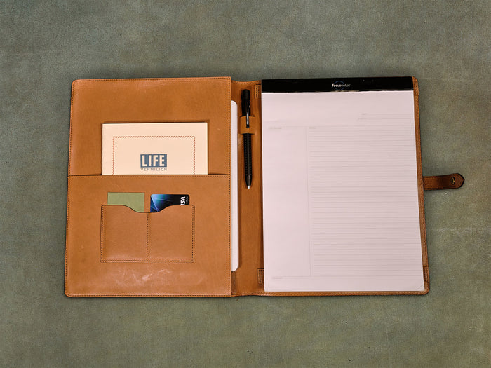 Executive Leather Padfolio for iPad , Letter A4 Paper and 11-inch Laptop